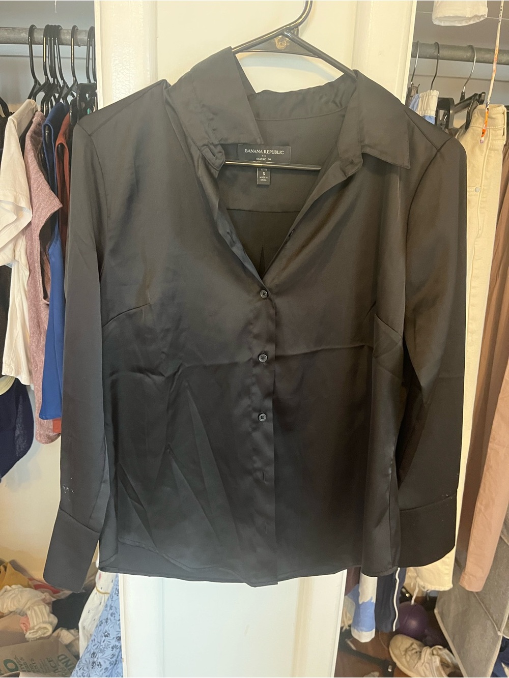 Banana Republic Black Satin Button Down